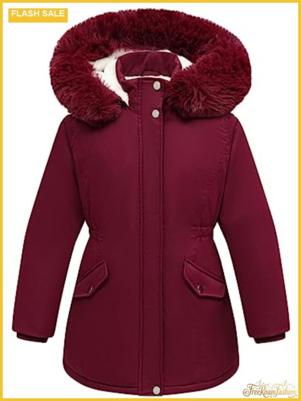 Girls Long Waterproof Winter Coat Warm Hooded Parka